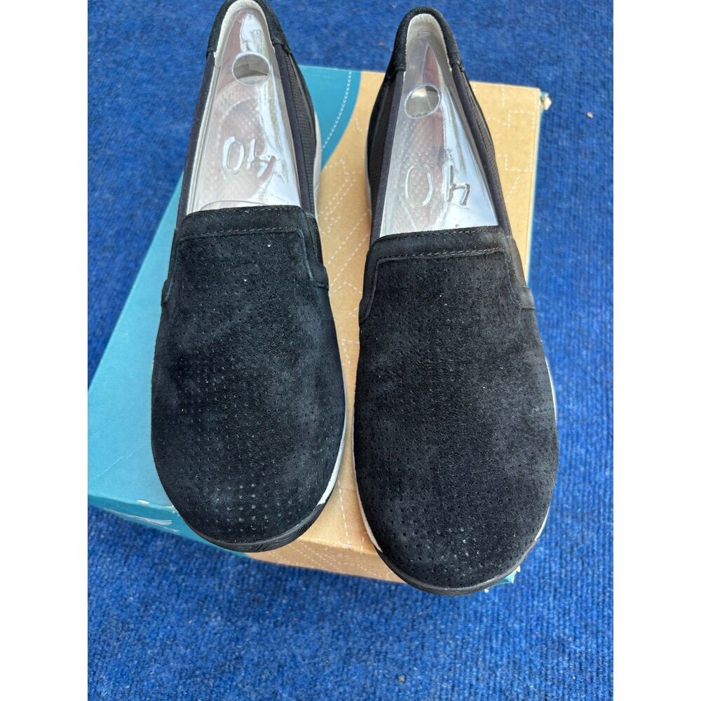 Dansko Halle Slip Sneakers Black suede Leather Clogs size 40 US 9.5/10 nib